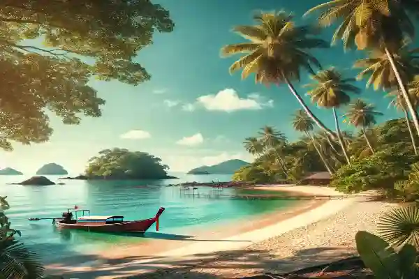 Palmen und Strand auf der Insel Koh Chang