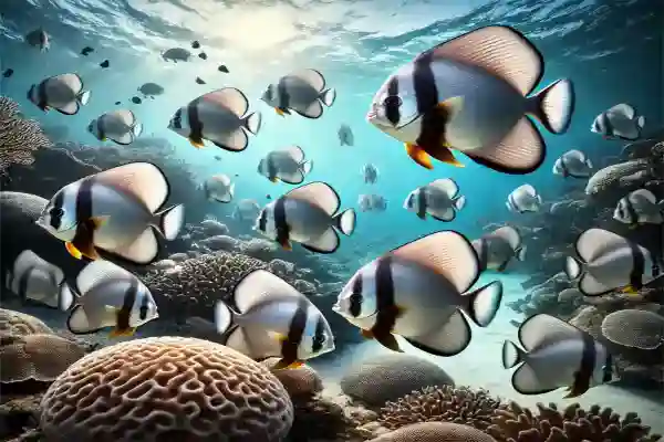 Batfish in Koh Chang - Curious reef fish hovering near coral formations