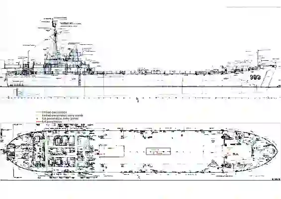 HTMS Chang construction plan – limited penetration zones (low resolution reference)