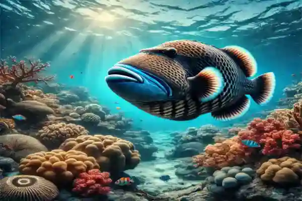 Titan Triggerfish - Bold territorial fish guarding coral reefs